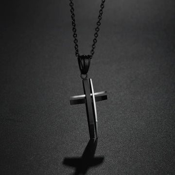 New Arrival Black Silver Gold Cross Unisex Stainless Steel Religious Holy Lord Christian Pendant Necklace - Ideal Gift - The Jewellery Supermarket